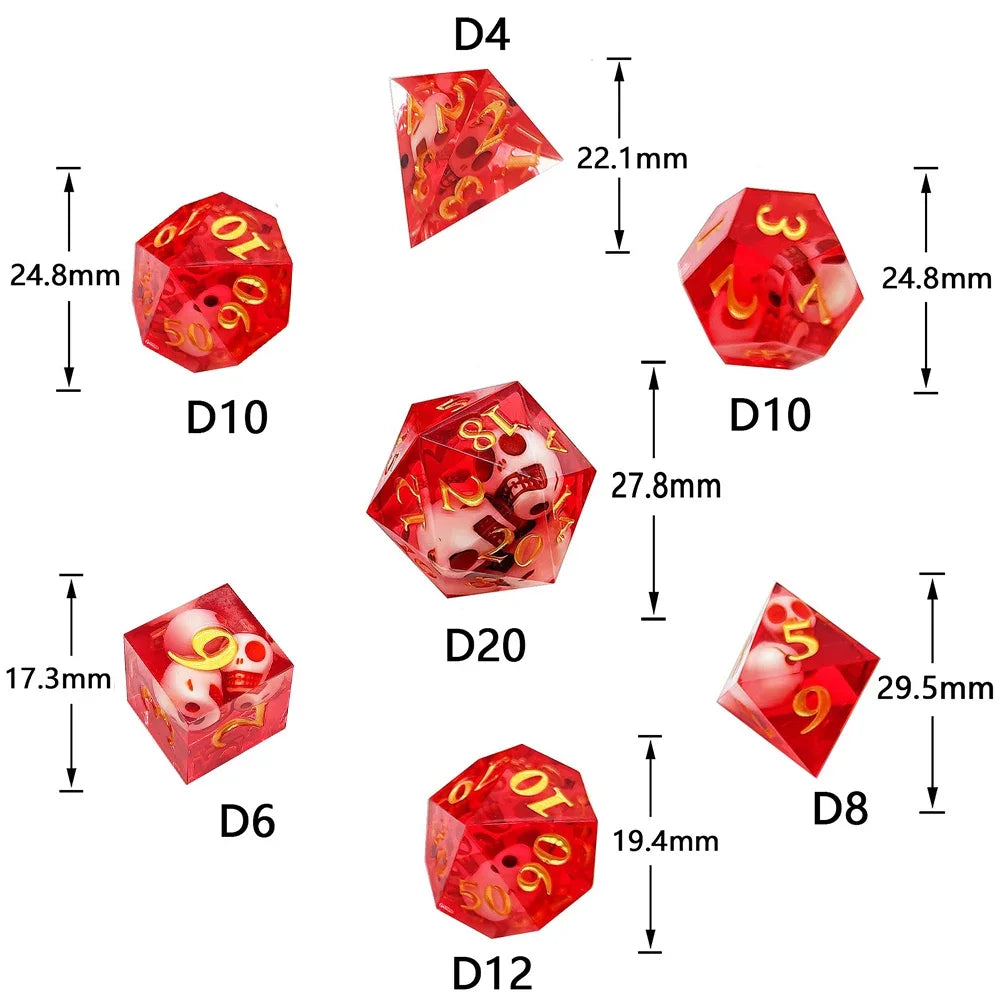 Dnd Skull Resin Dice Sharp Edge Number Polyhedral Dice D+D Dice Set For Dungeon and Dragon Pathfinder Role Playing Game(RPG)、MTG