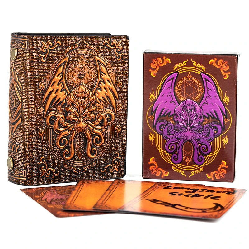 DND Spellcard Holder Cthulhu Embossed Hard Cover Spellbook Deck Case with 54 Blank Cards Tabletop Gaming Accessories