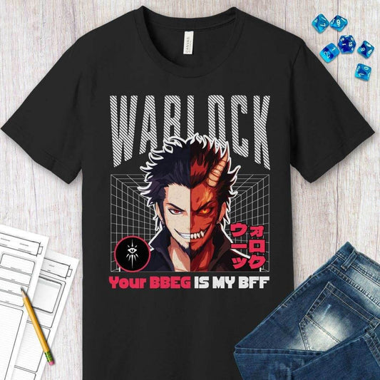 DnD Warlock T-shirt - Your BBEG Is My BFF - Navy / S