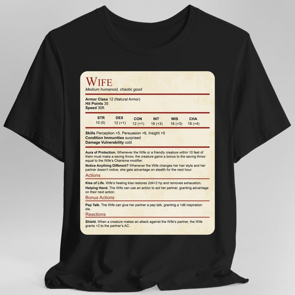 DnD Wife Stat Block T-Shirt