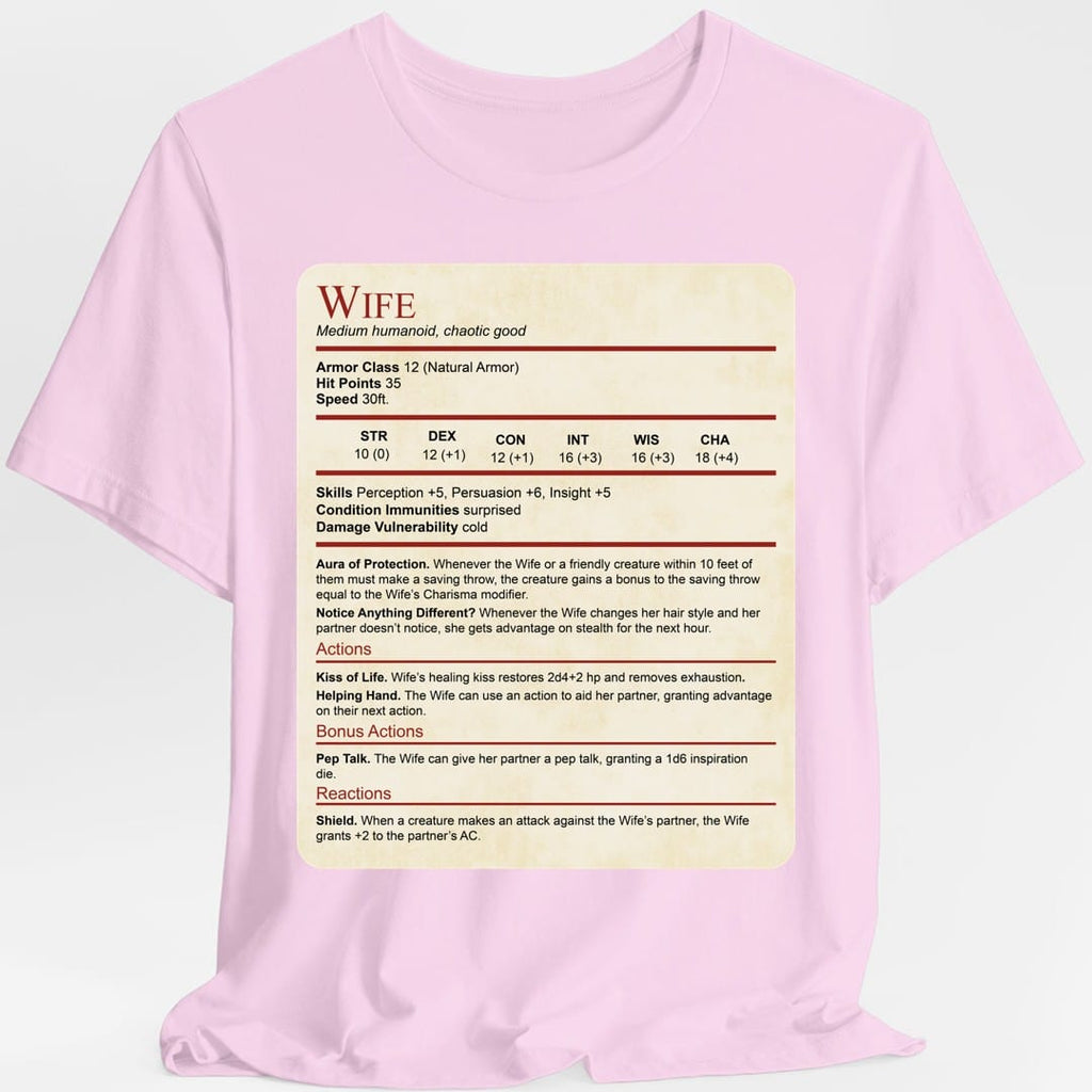 DnD Wife Stat Block T-Shirt