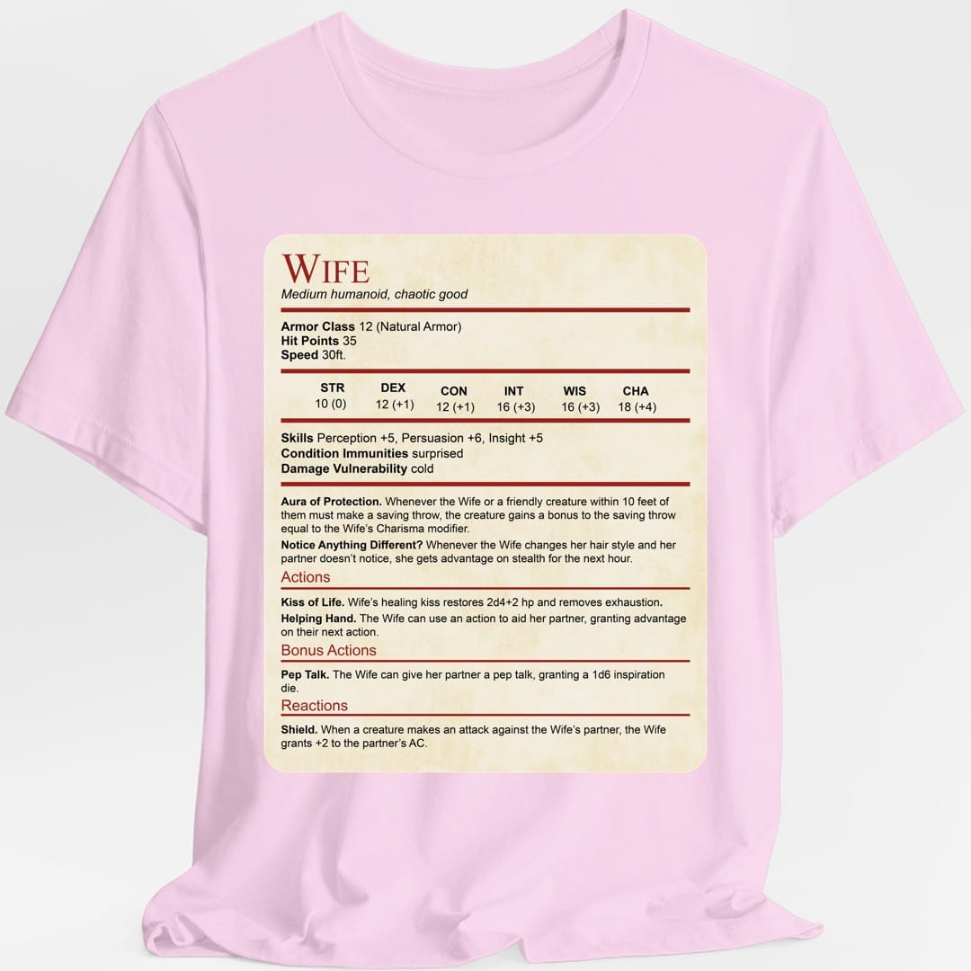 DnD Wife Stat Block T-Shirt