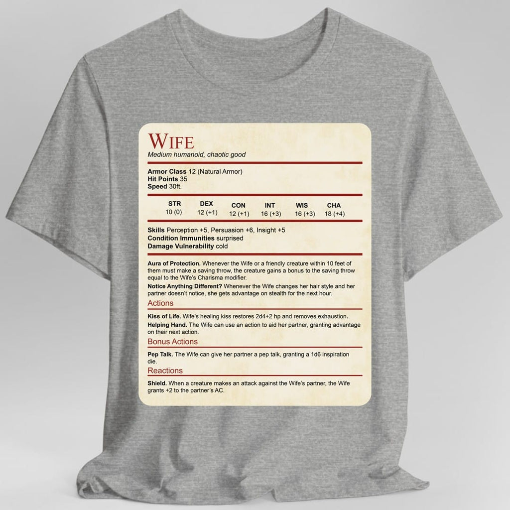 DnD Wife Stat Block T-Shirt