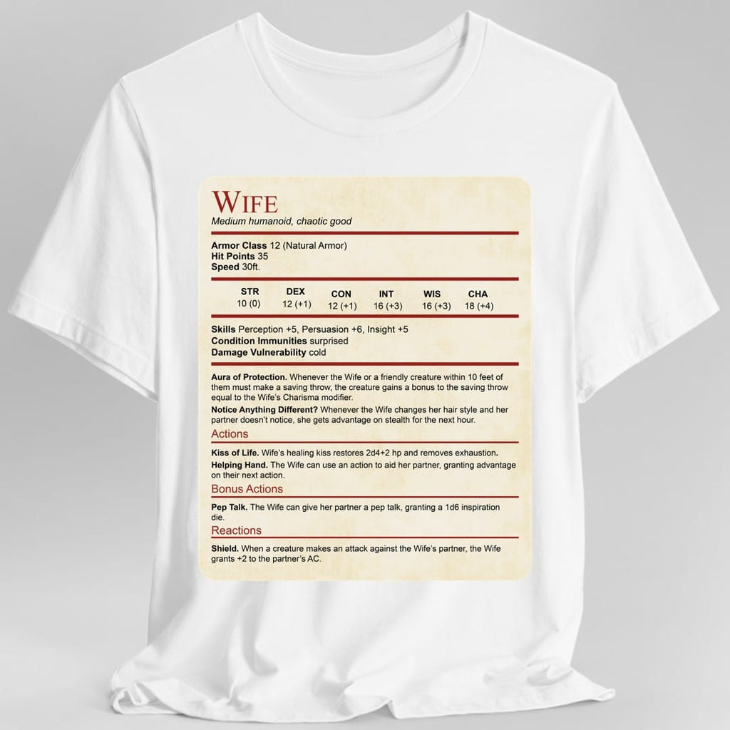 DnD Wife Stat Block T-Shirt
