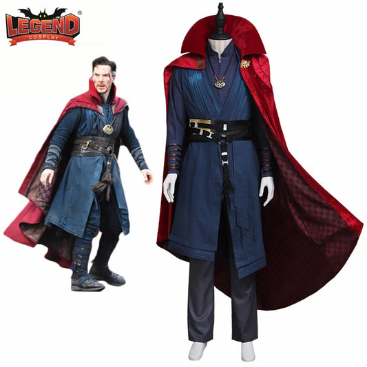 Doctor Stephen Cosplay Stephen Vincent Strange Cosplay Costume Adult Men's Outfit with Cloak Necklace Halloween Party Cape