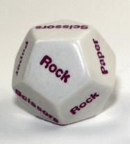 28mm d12 Rock Paper Scissors White/purple | d12 Novelty Dice - 