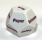 28mm d12 Rock Paper Scissors White/purple | d12 Novelty Dice - 