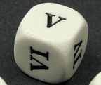 16mm Opaque d6 Roman Numerals I-II-III-IV-V-VI White/black (sold per piece) - 