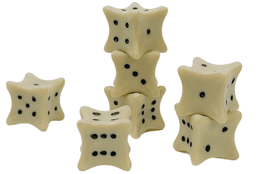 18mm Dice Bones d6 Ivory/black | Fake Bone Novelty Dice - 
