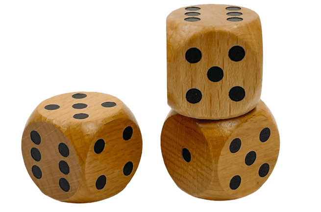 30mm Wood d6 Dice Natural/black | Twice as large as standard dice - 