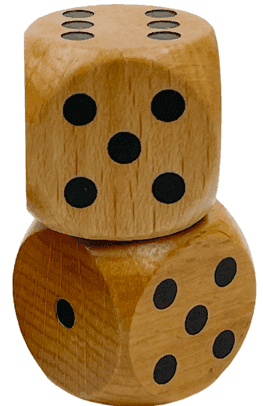 30mm Wood d6 Dice Natural/black | Twice as large as standard dice - 