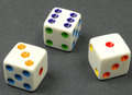 16mm Opaque d6 White/Multi-colored pips | Colorful Novelty Dice - 
