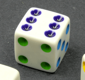 16mm Opaque d6 White/Multi-colored pips | Colorful Novelty Dice - 