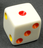 16mm Opaque d6 White/Multi-colored pips | Colorful Novelty Dice - 