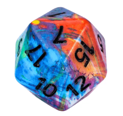 Multi-Colour Mix Pattern Dice 7-Dice Set w/Black Dnd Dice Resin - 