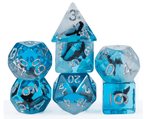 Eagle Dice 7-Dice Set Blue w/ Black Eagle Inside Dnd Dice Set - 
