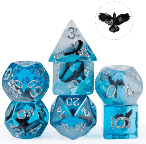 Eagle Dice 7-Dice Set Blue w/ Black Eagle Inside Dnd Dice Set - 