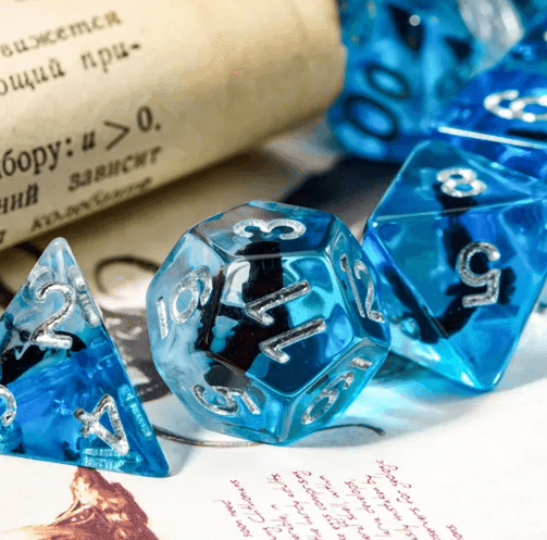 Eagle Dice 7-Dice Set Blue w/ Black Eagle Inside Dnd Dice Set - 