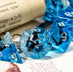 Eagle Dice 7-Dice Set Blue w/ Black Eagle Inside Dnd Dice Set - 