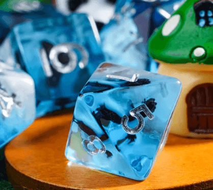 Eagle Dice 7-Dice Set Blue w/ Black Eagle Inside Dnd Dice Set - 