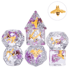 Bees Dice 7-Dice Set Pink w/ Yellow Bee Inside Dnd Dice Set - 