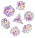 Bees Dice 7-Dice Set Pink w/ Yellow Bee Inside Dnd Dice Set - 
