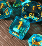 Goldfish Dice 7-Dice Set Blue w/ Goldfish Inside Dnd Dice Set - 