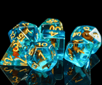 Goldfish Dice 7-Dice Set Blue w/ Goldfish Inside Dnd Dice Set - 