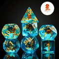 Goldfish Dice 7-Dice Set Blue w/ Goldfish Inside Dnd Dice Set - 