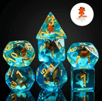Goldfish Dice 7-Dice Set Blue w/ Goldfish Inside Dnd Dice Set - 