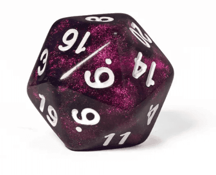 Purple Translucent Glitter Dice 7-Dice Set w/White Dnd Dice Resin - 