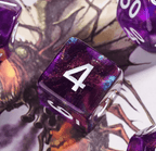 Purple Translucent Glitter Dice 7-Dice Set w/White Dnd Dice Resin - 