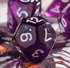 Purple Translucent Glitter Dice 7-Dice Set w/White Dnd Dice Resin - 