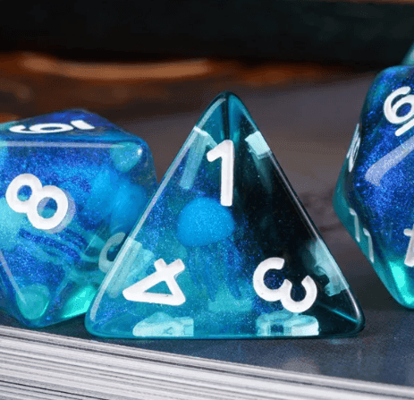 Noctilucent Jellyfish Dice 7-Dice Set Blue Glitter Dnd Dice Set - 