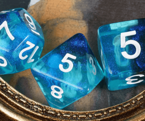 Noctilucent Jellyfish Dice 7-Dice Set Blue Glitter Dnd Dice Set - 