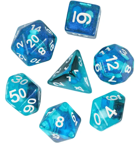 Noctilucent Jellyfish Dice 7-Dice Set Blue Glitter Dnd Dice Set - 