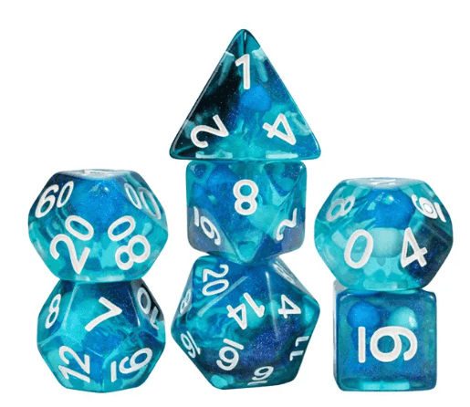 Noctilucent Jellyfish Dice 7-Dice Set Blue Glitter Dnd Dice Set - 