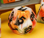 White Multi-Colour Mix Pattern Dice 7-Dice Set w/Black Dnd Dice Resin - 