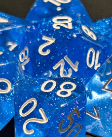 Time Walker | Blue w/White Glitter 7-Dice Set RPG Dice Set - 