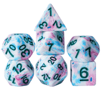 Blue-Pink Multi-Colour Mix Pattern Dice 7-Dice Set w/Teal Dnd Dice Resin - 