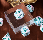 Blue-Pink Multi-Colour Mix Pattern Dice 7-Dice Set w/Teal Dnd Dice Resin - 