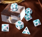 Blue-Pink Multi-Colour Mix Pattern Dice 7-Dice Set w/Teal Dnd Dice Resin - 
