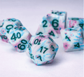 Blue-Pink Multi-Colour Mix Pattern Dice 7-Dice Set w/Teal Dnd Dice Resin - 