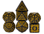 Yellow Druid Pattern 7-Dice Set DND RPG Dice Black Druid Dice Set - 