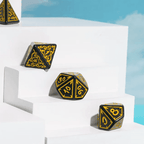 Yellow Druid Pattern 7-Dice Set DND RPG Dice Black Druid Dice Set - 