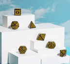 Yellow Druid Pattern 7-Dice Set DND RPG Dice Black Druid Dice Set - 
