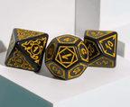 Yellow Druid Pattern 7-Dice Set DND RPG Dice Black Druid Dice Set - 