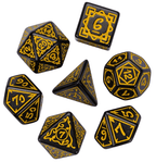 Yellow Druid Pattern 7-Dice Set DND RPG Dice Black Druid Dice Set - 