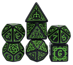 Green Druid Pattern 7-Dice Set DND RPG Dice Black Druid Dice Set - 