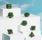 Green Druid Pattern 7-Dice Set DND RPG Dice Black Druid Dice Set - 